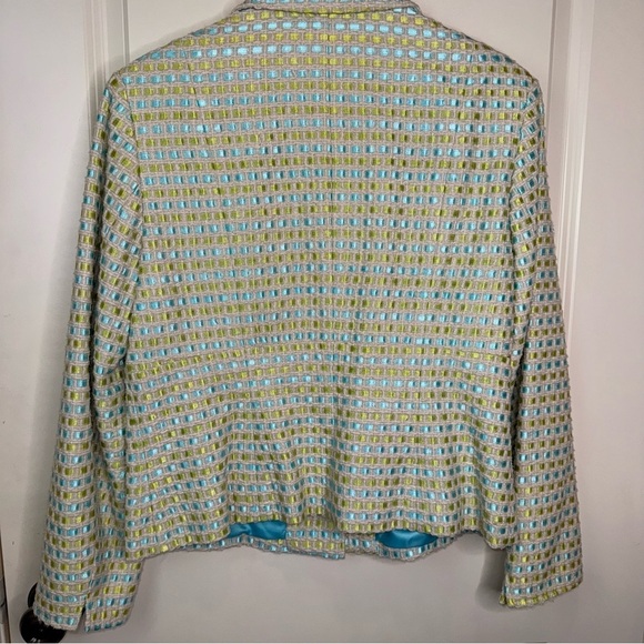 Talbots Blue Green Woven Women's Jacket Sz 14P - Picture 7 of 16